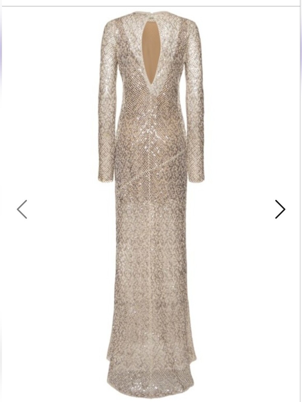 Brunello Cucinelli Silver Sequin Maxi Gown with Keyhole